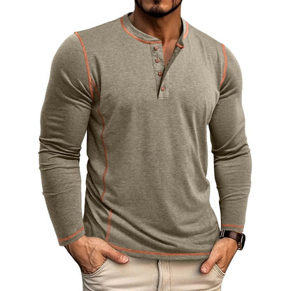 Men's Muscle Long Sleeve Henley T-Shirt