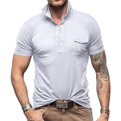 Men's Solid Color Collared Short Sleeve Polo Shirt