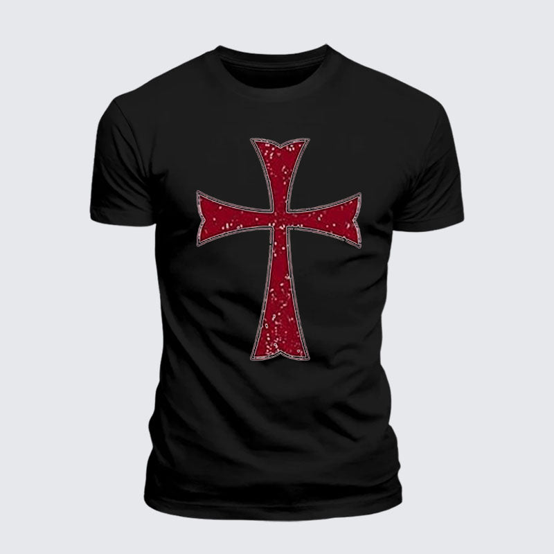 Heavyweight Cotton Tee - Knights Templar Crusader Cross