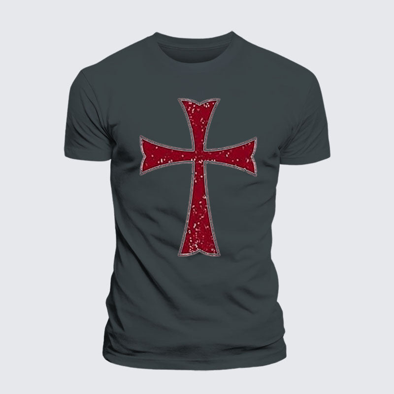 Heavyweight Cotton Tee - Knights Templar Crusader Cross