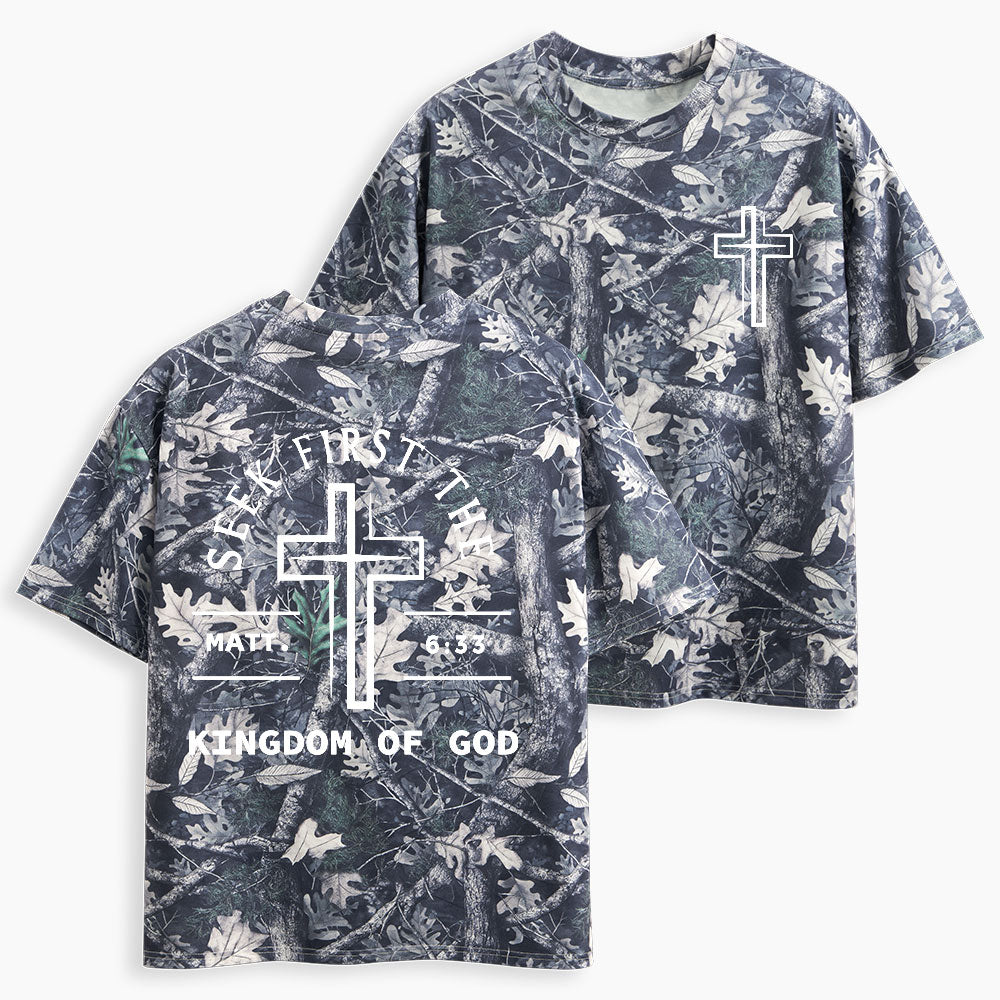 Seek First The Kingdom Of God Christian Camo T-Shirt