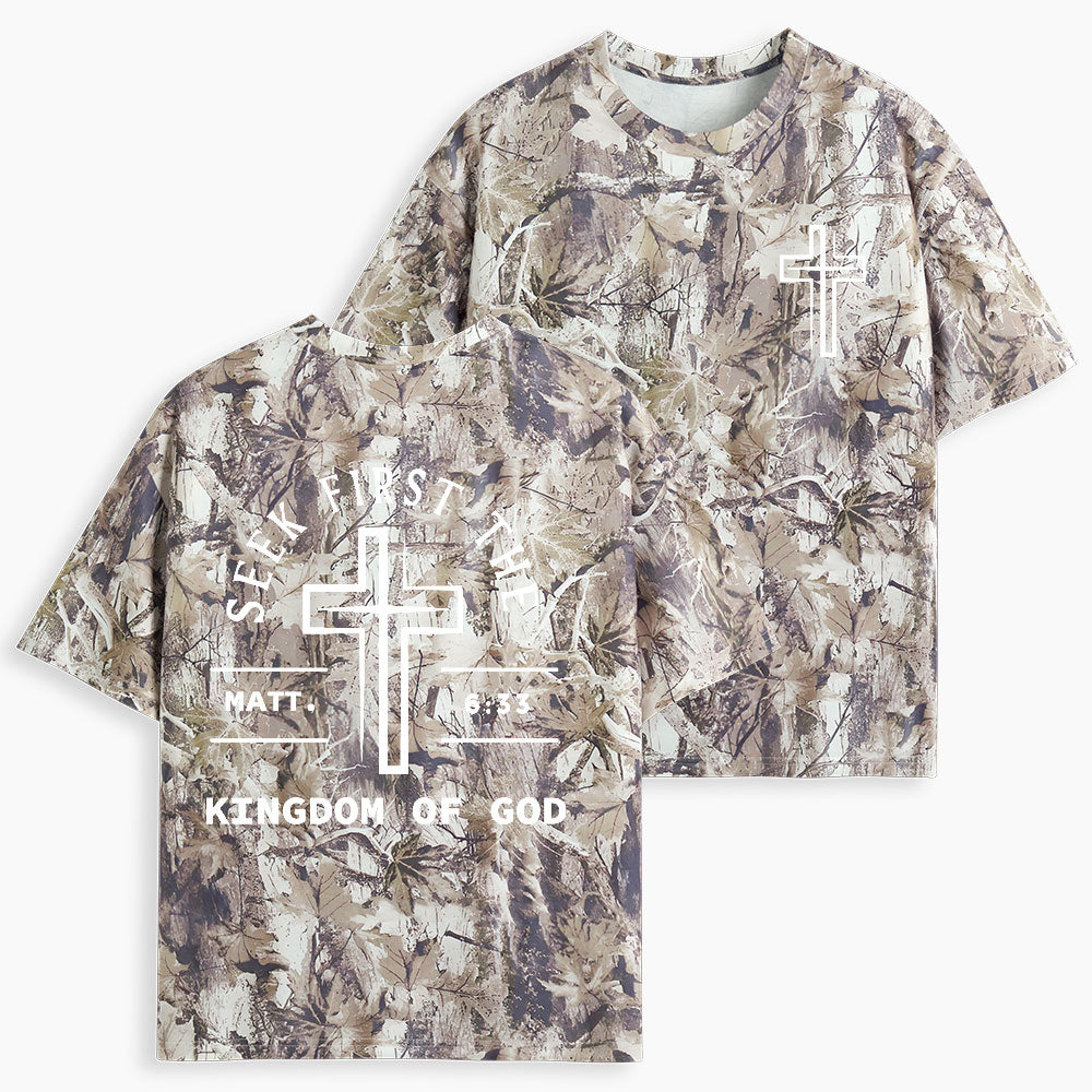 Seek First The Kingdom Of God Christian Camo T-Shirt