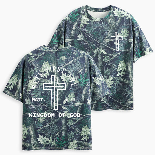 Seek First The Kingdom Of God Christian Camo T-Shirt