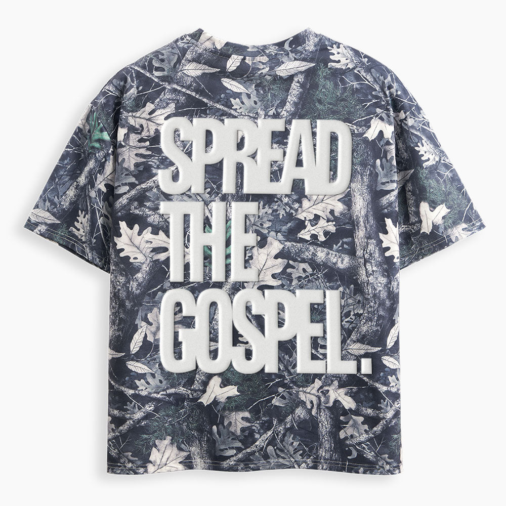 Spread The Gospel Christian Puff Printed Camo T-Shirt