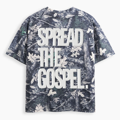Spread The Gospel Christian Puff Printed Camo T-Shirt
