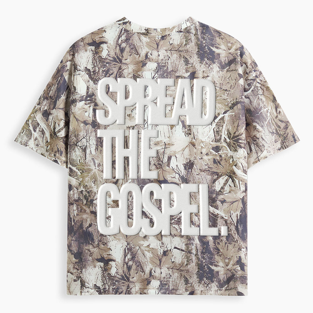 Spread The Gospel Christian Puff Printed Camo T-Shirt
