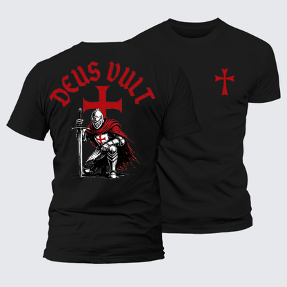 Luxe Mercerized Cotton Tee - Templar Knight Crusader Deus Vult