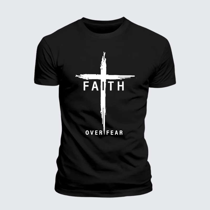 Luxe Mercerized Cotton Tee - Faith Over Fear Cross