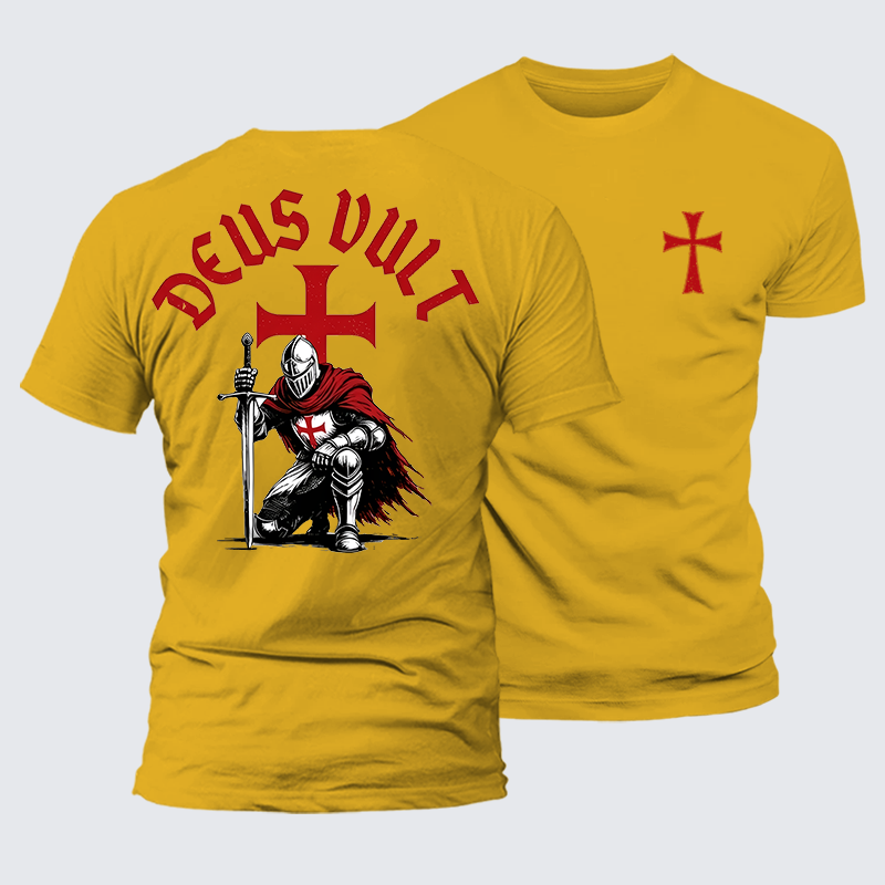 Luxe Mercerized Cotton Tee - Templar Knight Crusader Deus Vult