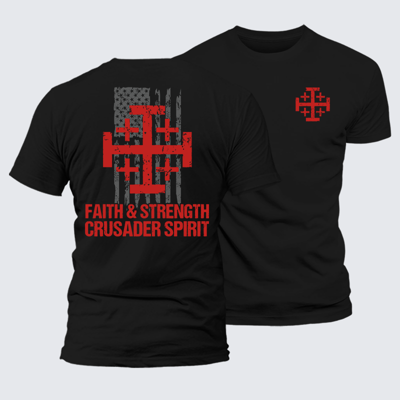 Luxe Mercerized Cotton Tee - Faith &Strength Crusader Spirit Crusader Knight