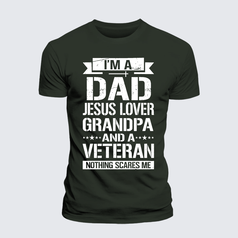 Luxe Mercerized Cotton Tee - I'm A Dad-Jesus Lover-Grandpa-Veteran