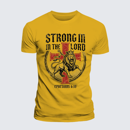 Luxe Mercerized Cotton Tee - Be Strong in the Lord Ephesians 6:10 Lion