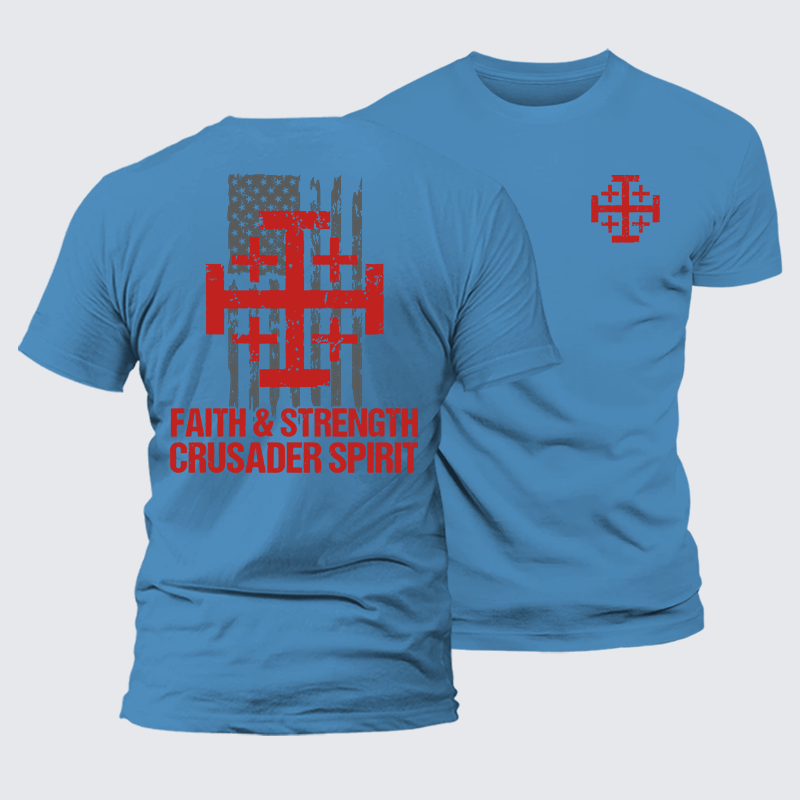 Luxe Mercerized Cotton Tee - Faith &Strength Crusader Spirit Crusader Knight