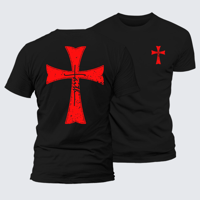 Luxe Mercerized Cotton Tee - Knights Templar Crusader Cross Faith