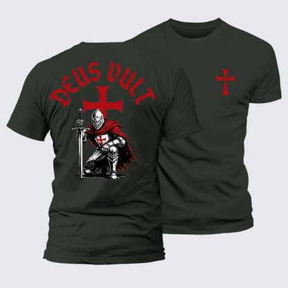 Luxe Mercerized Cotton Tee - Templar Knight Crusader Deus Vult