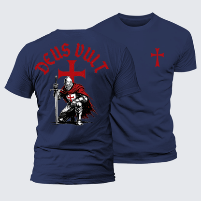 Luxe Mercerized Cotton Tee - Templar Knight Crusader Deus Vult