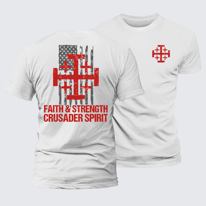 Luxe Mercerized Cotton Tee - Faith &Strength Crusader Spirit Crusader Knight