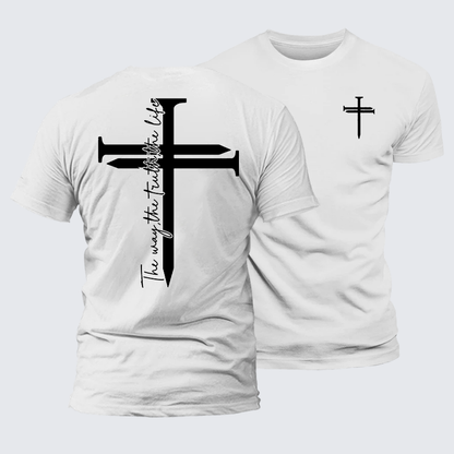 Luxe Mercerized Cotton Tee - Jesus The Way The Truth The Life Cross