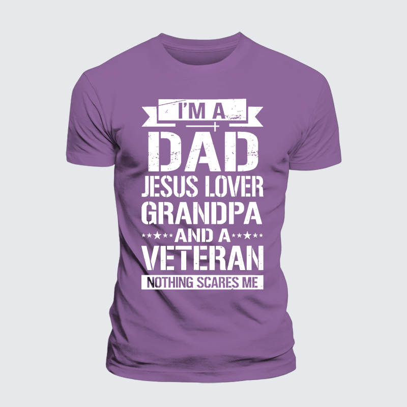 Luxe Mercerized Cotton Tee - I'm A Dad-Jesus Lover-Grandpa-Veteran