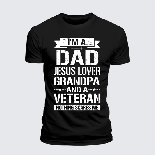 Luxe Mercerized Cotton Tee - I'm A Dad-Jesus Lover-Grandpa-Veteran