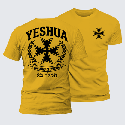 Luxe Mercerized Cotton Tee - Yeshua The King Is Coming Hebrew Name