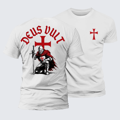 Luxe Mercerized Cotton Tee - Templar Knight Crusader Deus Vult