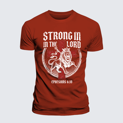Luxe Mercerized Cotton Tee - Be Strong in the Lord Ephesians 6:10 Lion