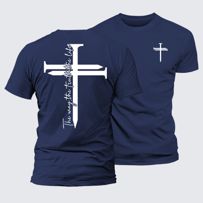 Luxe Mercerized Cotton Tee - Jesus The Way The Truth The Life Cross