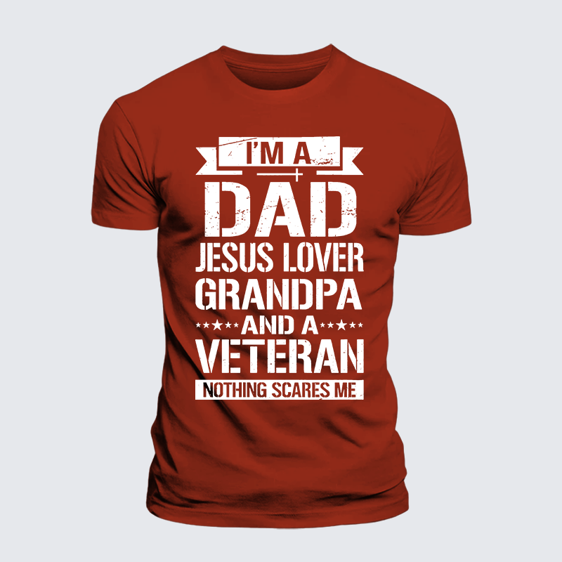 Luxe Mercerized Cotton Tee - I'm A Dad-Jesus Lover-Grandpa-Veteran
