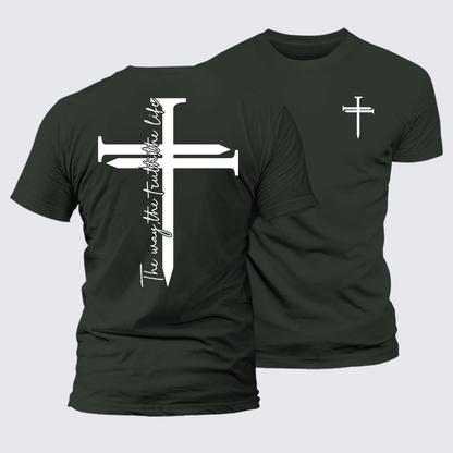 Luxe Mercerized Cotton Tee - Jesus The Way The Truth The Life Cross