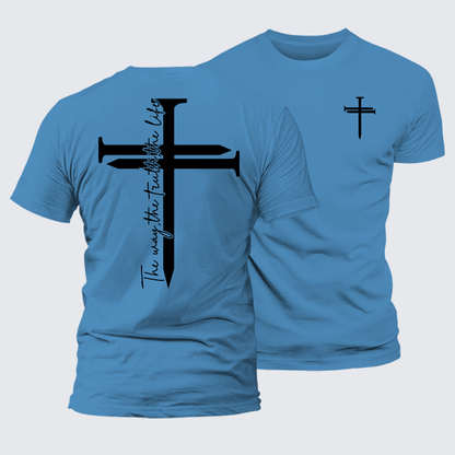 Luxe Mercerized Cotton Tee - Jesus The Way The Truth The Life Cross