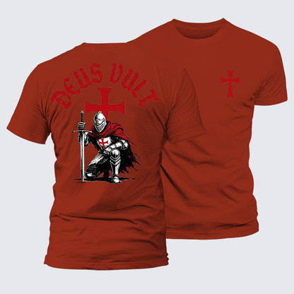 Luxe Mercerized Cotton Tee - Templar Knight Crusader Deus Vult