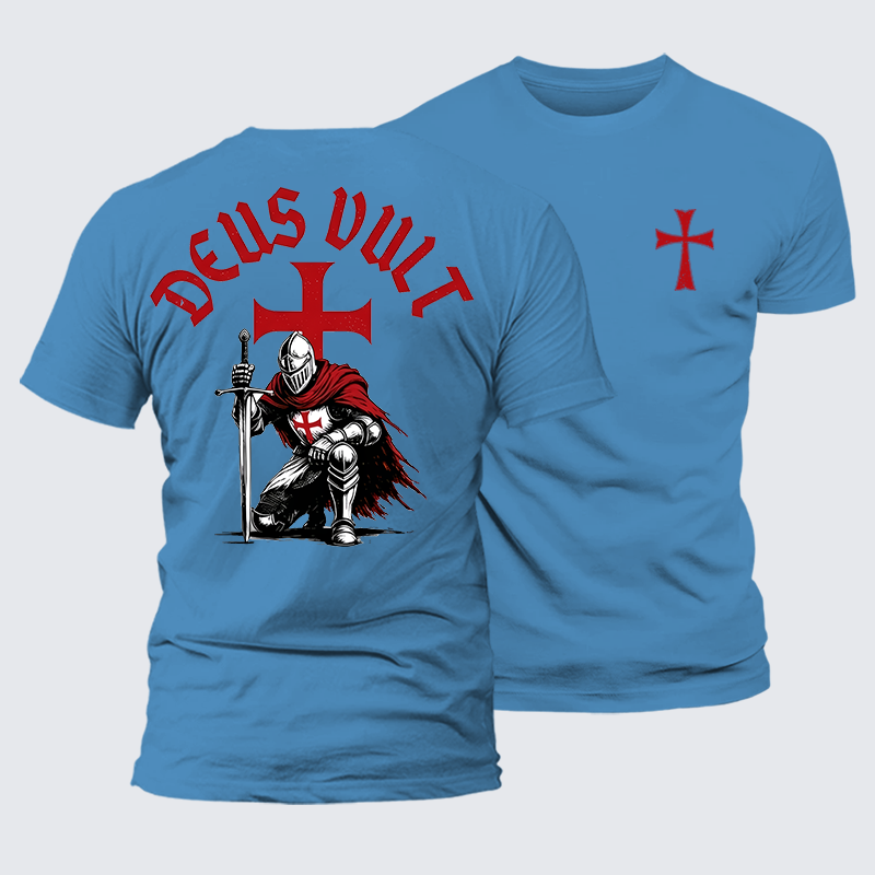Luxe Mercerized Cotton Tee - Templar Knight Crusader Deus Vult