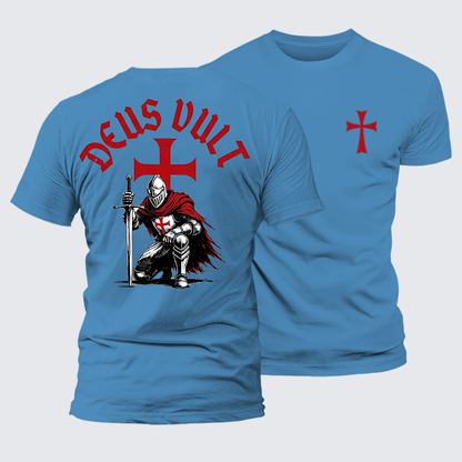 Luxe Mercerized Cotton Tee - Templar Knight Crusader Deus Vult