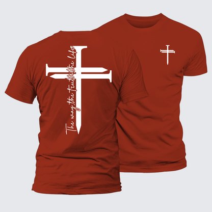 Luxe Mercerized Cotton Tee - Jesus The Way The Truth The Life Cross