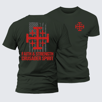 Luxe Mercerized Cotton Tee - Faith &Strength Crusader Spirit Crusader Knight