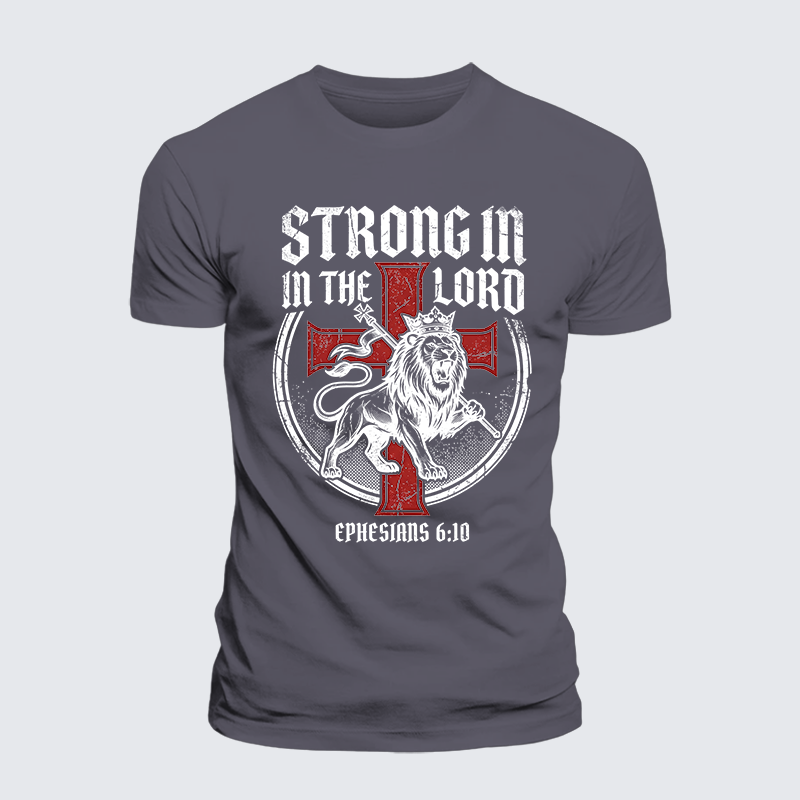 Luxe Mercerized Cotton Tee - Be Strong in the Lord Ephesians 6:10 Lion