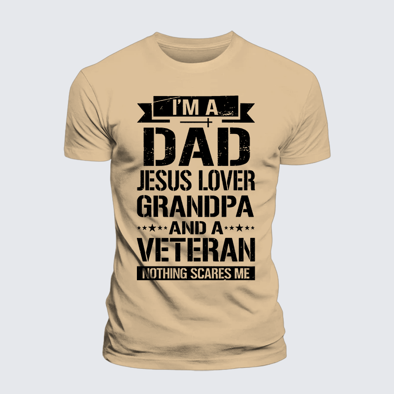 Luxe Mercerized Cotton Tee - I'm A Dad-Jesus Lover-Grandpa-Veteran