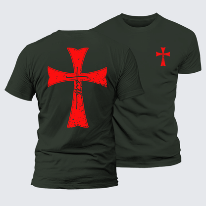 Luxe Mercerized Cotton Tee - Knights Templar Crusader Cross Faith