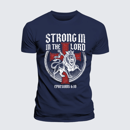 Luxe Mercerized Cotton Tee - Be Strong in the Lord Ephesians 6:10 Lion