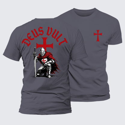 Luxe Mercerized Cotton Tee - Templar Knight Crusader Deus Vult
