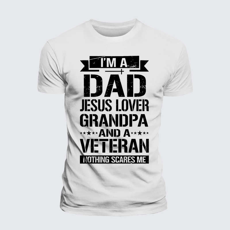 Luxe Mercerized Cotton Tee - I'm A Dad-Jesus Lover-Grandpa-Veteran