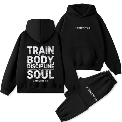 Train Your Body Discipline Your Soul Christian Premium Fleece Hoodie Set