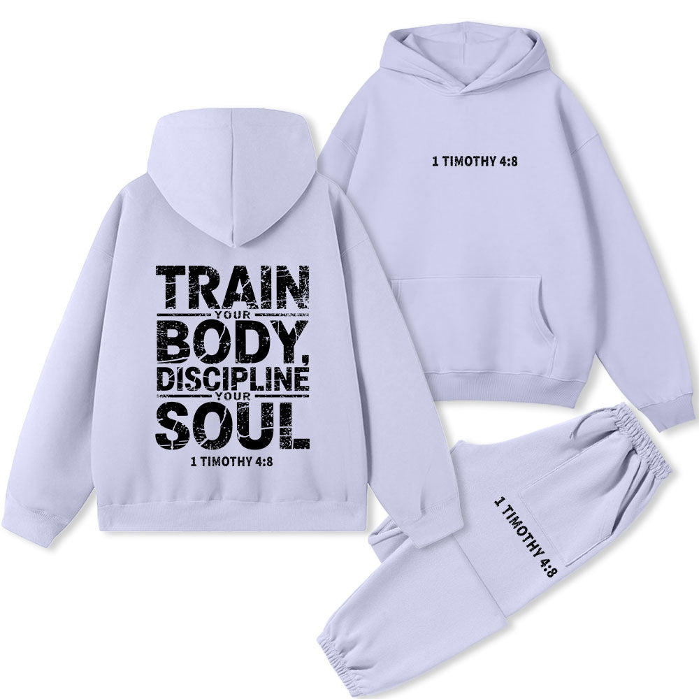 Train Your Body Discipline Your Soul Christian Premium Fleece Hoodie Set
