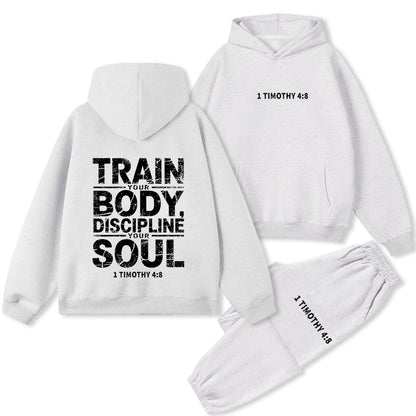 Train Your Body Discipline Your Soul Christian Premium Fleece Hoodie Set