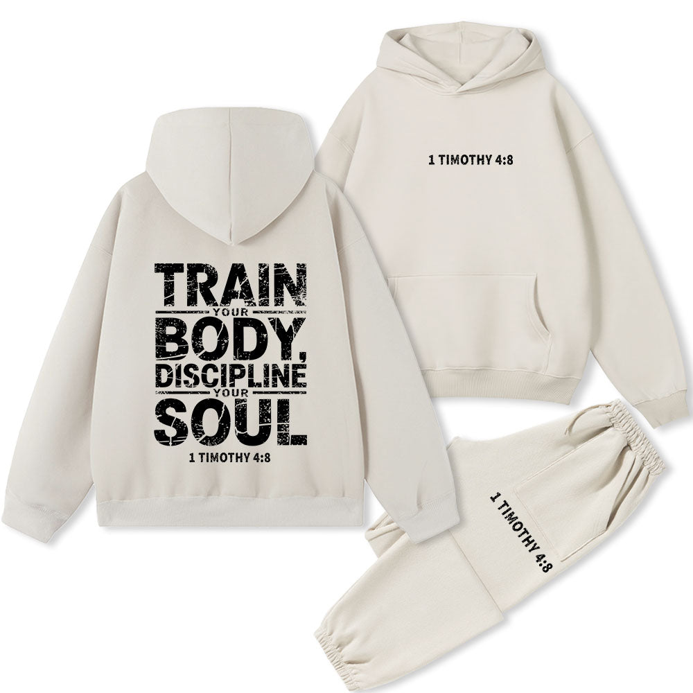 Train Your Body Discipline Your Soul Christian Premium Fleece Hoodie Set