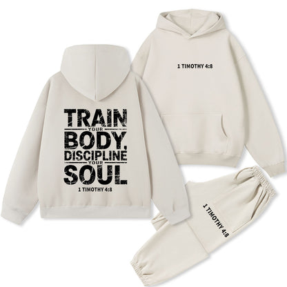 Train Your Body Discipline Your Soul Christian Premium Fleece Hoodie Set