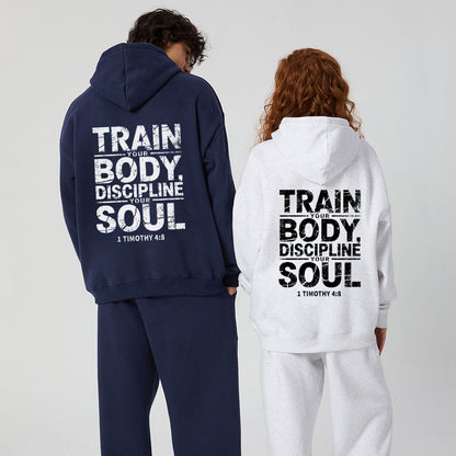 Train Your Body Discipline Your Soul Christian Premium Fleece Hoodie Set