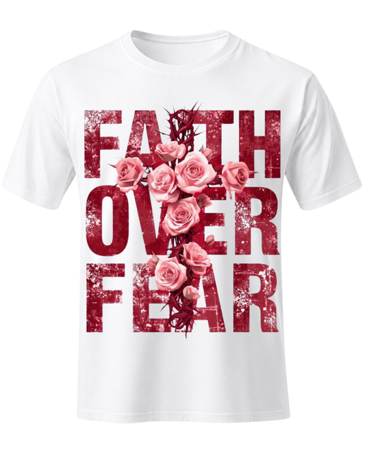 Christian Faith Over Fear Floral Cross Unisex Graphic T-Shirt
