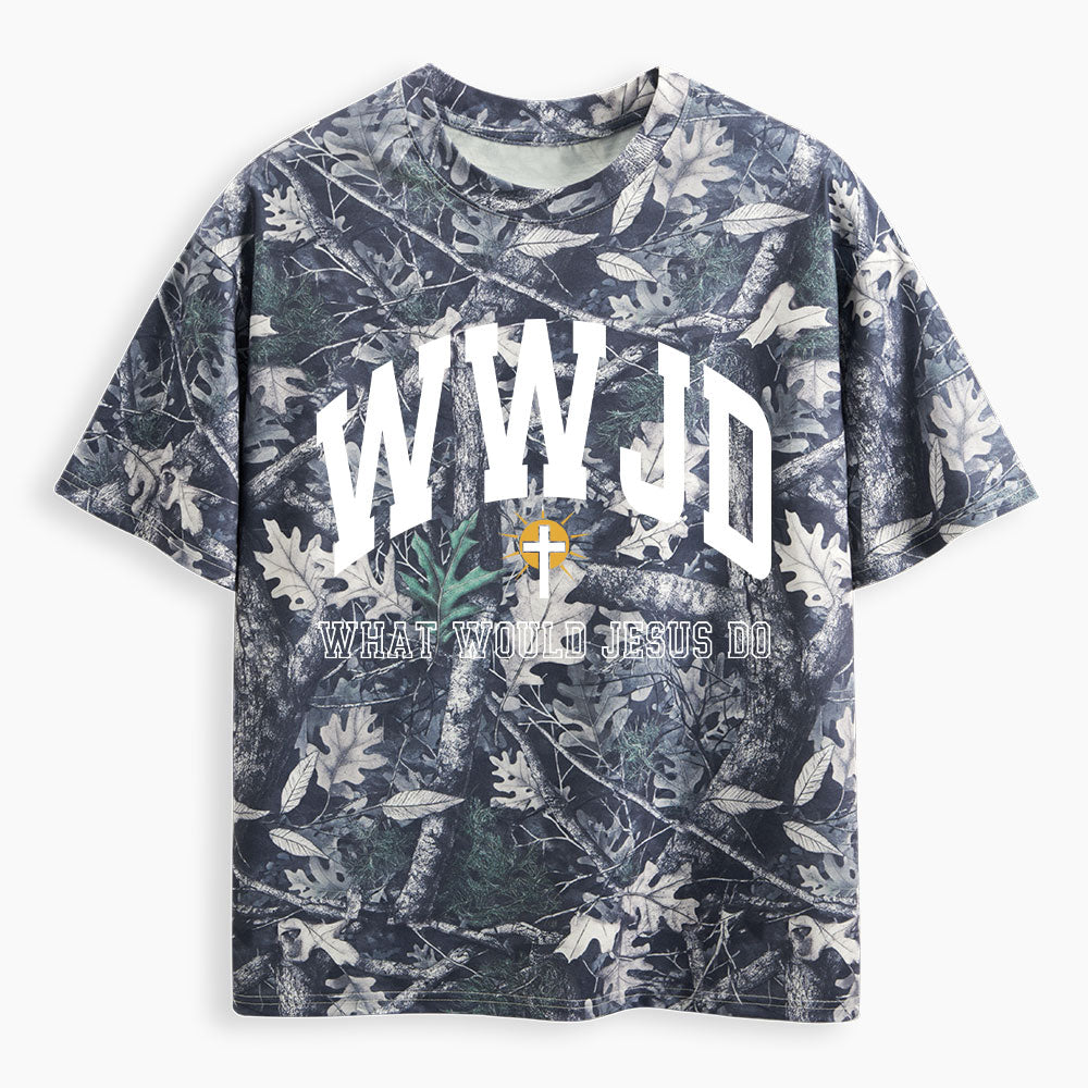 WWJD Guidingcross Christian Camo T-Shirt